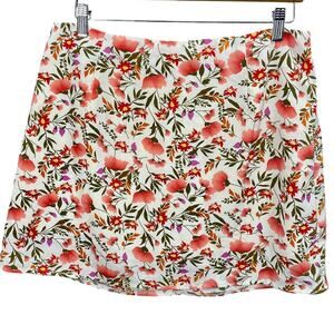 Princess Polly Floral Mini Skirt Women's Size 12 Pink Red Feminine 32" Waist